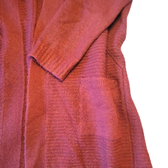 Womens plus 1X Terra & Sky plum autumn color long open front duster cardigan - Picture 7 of 11